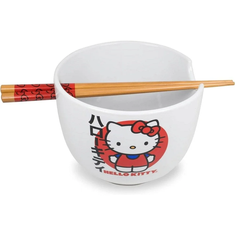 Silver Buffalo Sanrio Hello Kitty Japanese Ceramic Ramen Noodle Rice‎ Bowl